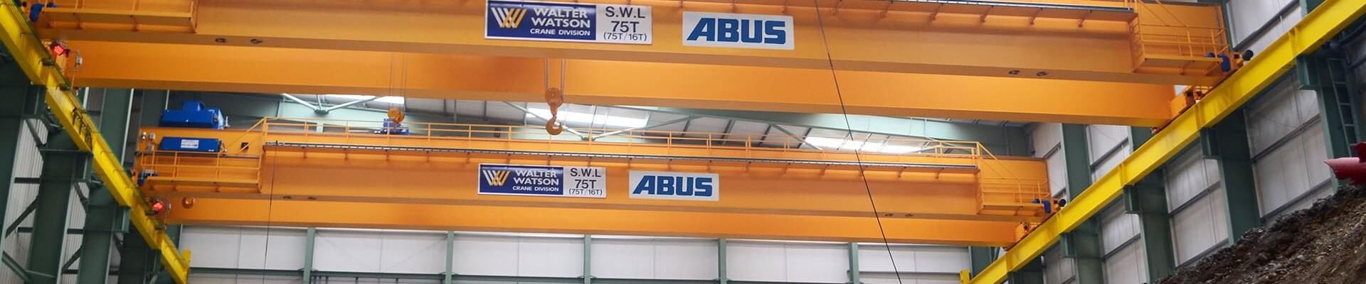 Overhead crane with a load capacity of 150 t in a production hall of the company Autolaunch Ltd. in Ireland 