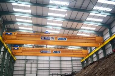 ABUS crane in production hall where pressed parts are manufactured for the automotive industry 