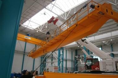 ABUS crane is assembled in hall for wind turbines in France 