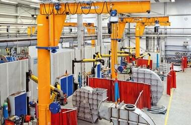 Pillar slewing jib crane in industrial fan manufacture