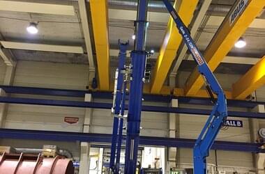 Assembly of a second double girder travelling crane trolley