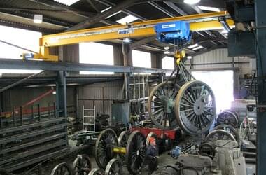 Single girder travelling crane in main hall of South Devon Railway workshop