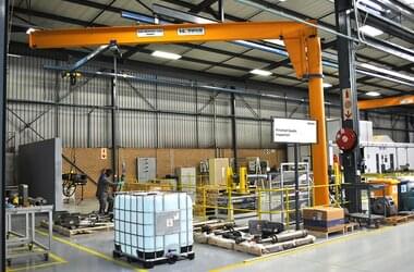 Pillar slewing jib crane with jib length of 9 m in company in South Africa