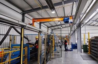 Single girder travelling crane in further processing of steel coils in company MFO