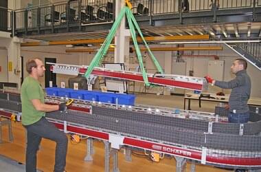 Logistics engineers test HB system with electric chain hoist