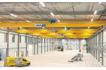 It's an industrial hall with a bunch of overhead cranes on one track, with an ABUS service vehicle in the front.