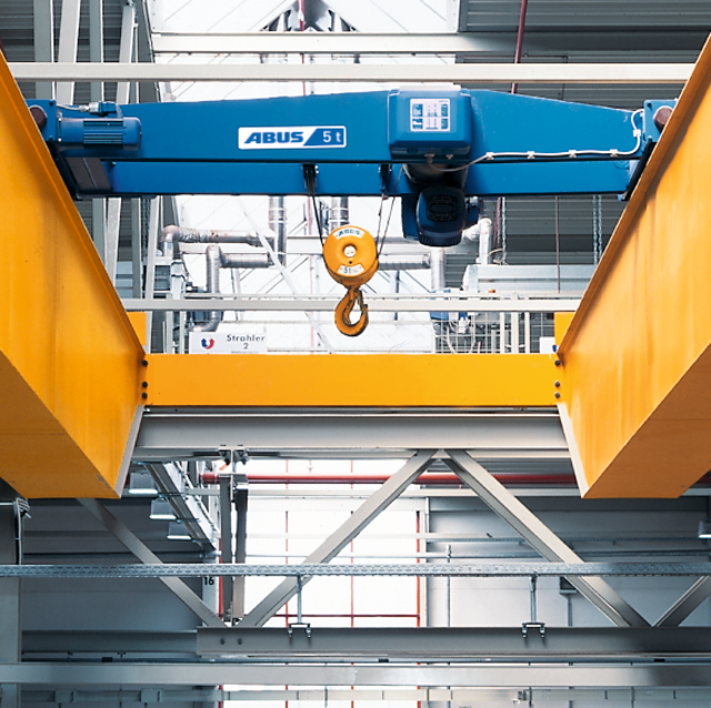 ABUS double rail trolley type DQA on ABUS overhead travelling crane in the company Bienhaus in Schlüchtern