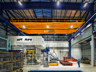 Double-girder overhead travelling crane with LED light line at Metalsa in Bergneustadt, Germany
