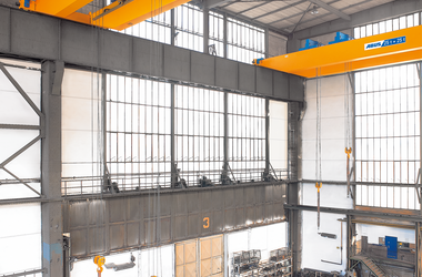 ABUS double rail trolley type D on ABUS double girder overhead travelling crane inside the company BTV in Bremen