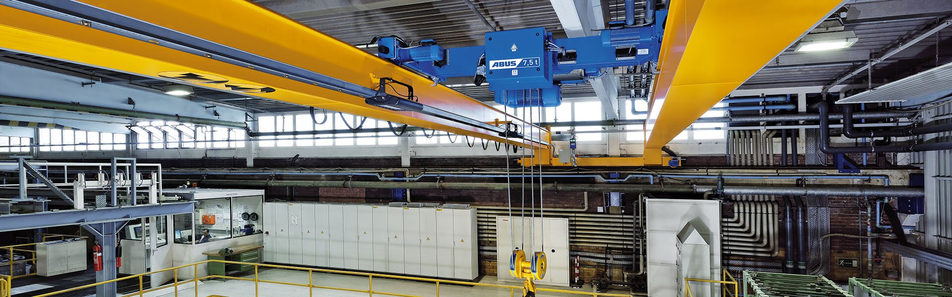 ABUS double rail trolley type DA on ABUS double girder overhead travelling crane ABUS double rail trolley type DA on ABUS double girder overhead travelling crane