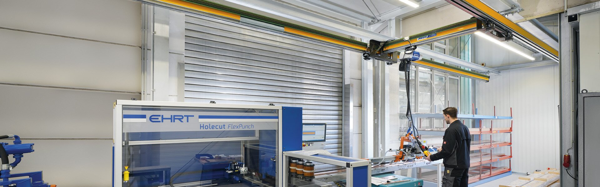 ABUS single girder crane EHB-X in the company elbag Energietechnik in Weisel ABUS single girder crane EHB-X in the company elbag Energietechnik in Weisel