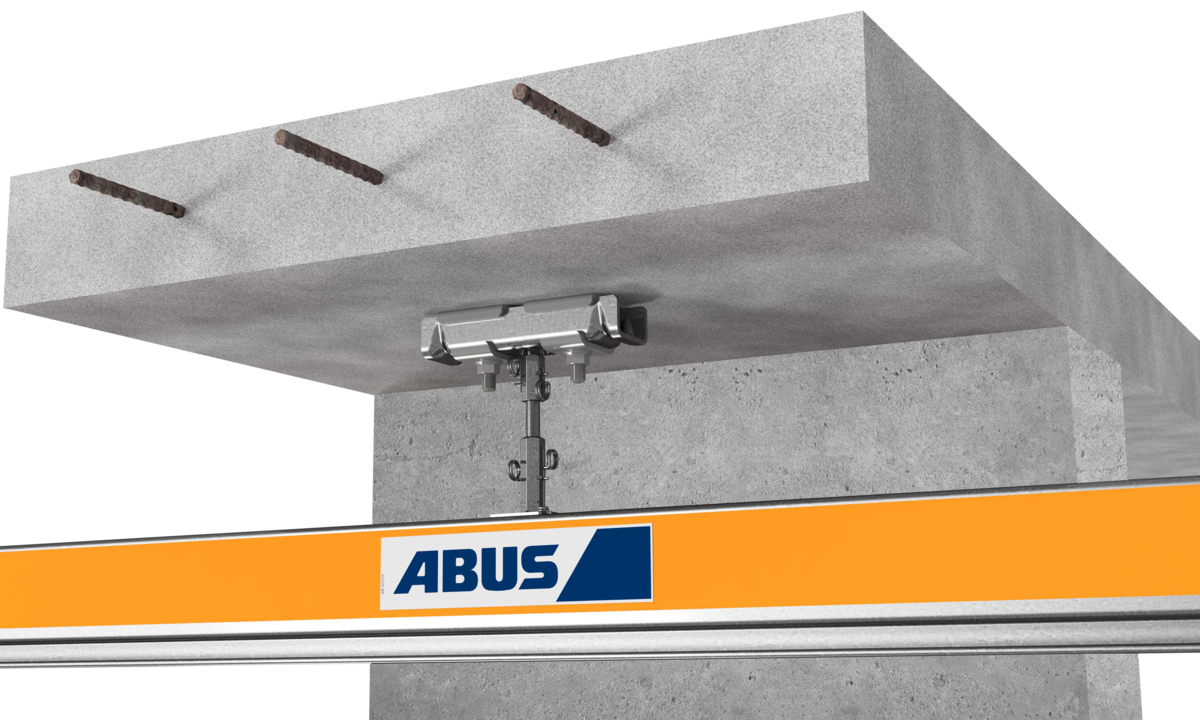 Fastening to concrete ceiling with through anchor