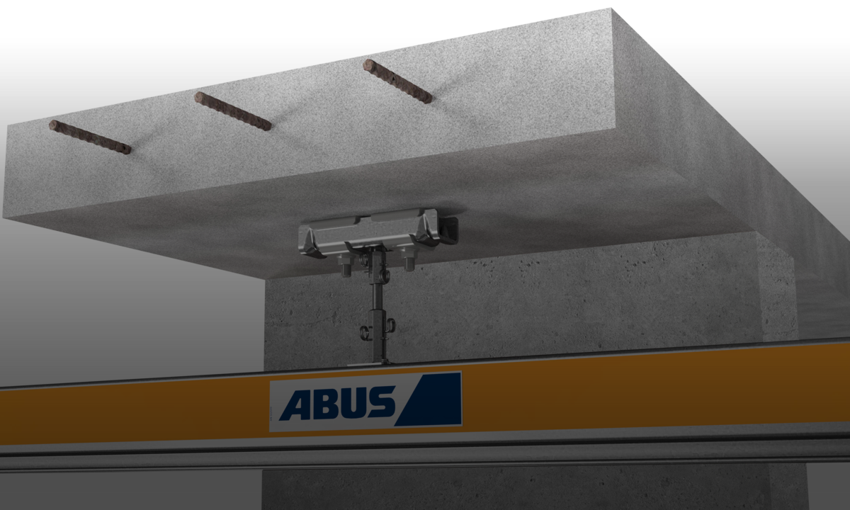 Fastening to concrete ceiling with through anchor