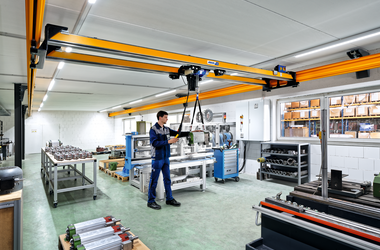 ABUS double girder crane ZHB-X in the company HIMMEL Antriebstechnik in Gescher