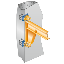 Fastening to reinforced concrete walls or reinforced concrete columns by means of weld-on plates