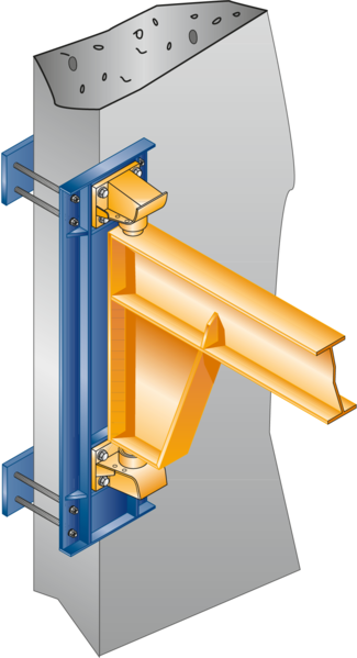  Fastening to reinforced concrete walls by means of wall brackets and through anchors