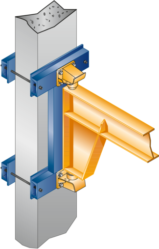 Fastening to steel column or reinforced concrete columns via clasping bracket