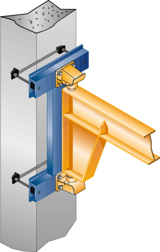 Fastening to steel column via three-sided column bracket