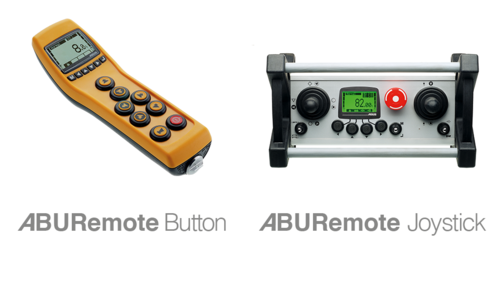 Figure ABURemote Button handheld transmitter and ABURemote joystick master switch transmitter